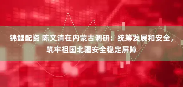 锦鲤配资 陈文清在内蒙古调研：统筹发展和安全，筑牢祖国北疆安全稳定屏障